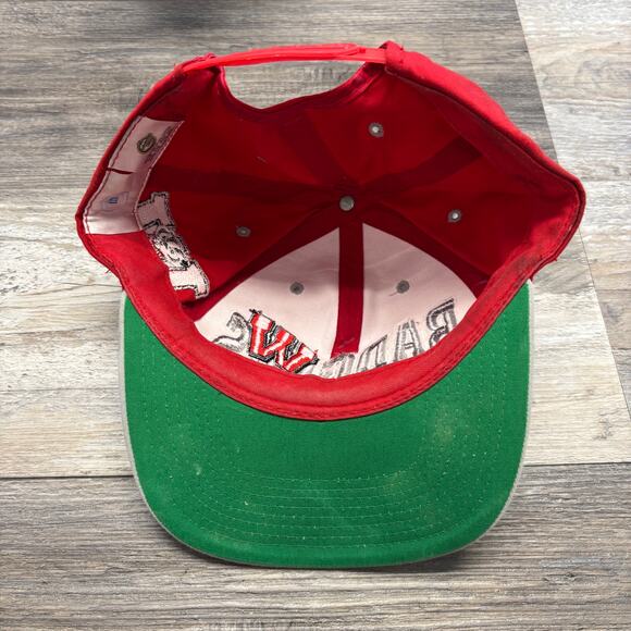 Vintage Wisconsin Badgers Red Gray Mens OS Snapback Bucky NCAA Wave G Cap Hat - Picture 6 of 7